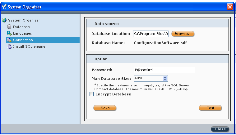 1.5 Utilità Avanzate di Connessione al Database Le Utilità Avanzate di Connessione al Database si usano per testare i parametri del database quando l inizializzazione fallisce.