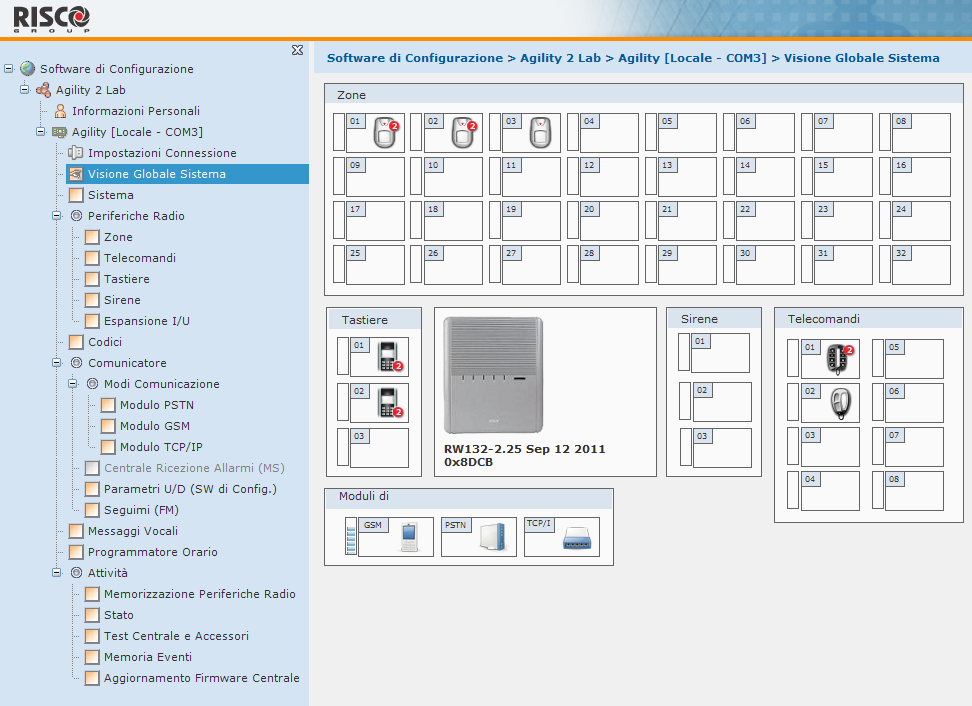 Capitolo 5 - Visione Globale Sistema (Solo per l Agility) La Finestra Visione Globale Sistema fornisce una visione d insieme del sistema del Cliente.