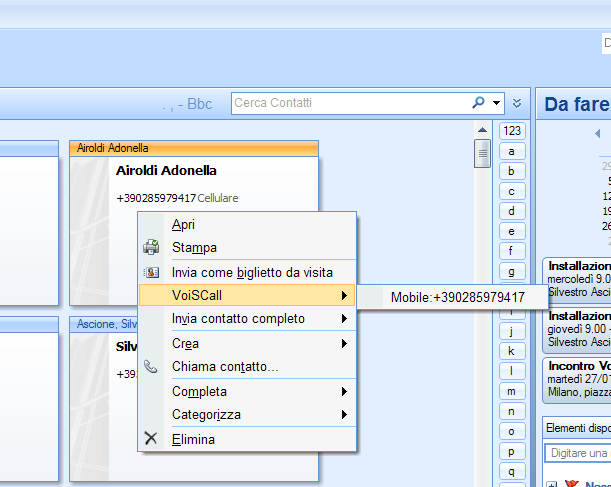 Applicazioni Integrazione Outlook Posto operatore su PC