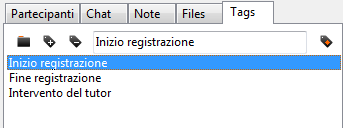 Selezionare il tag (nell esempio riportato sotto, Inizio registrazione e premere al momento desiderato il pulsante Inserisci tag nella registrazione illustrato nella figura Per produrre il file