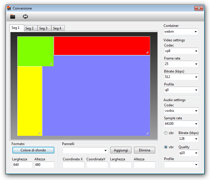 9.6. Editing del contenuto La finestra di conversione contiene gli strumenti e e le configurazioni che consento all utente l editazione del contenuto video da estrarre dalla registrazione.