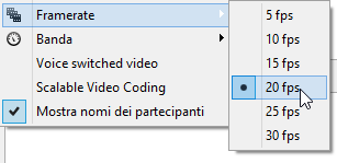 Mostra solo se trasmesso: Il video preview viene visualizzato nel pannello video solo se client sta trasmettendo il video (la scelta di trasmissione del video può essere effettuata dall host o dal