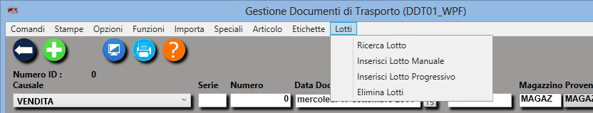 Gea.Net : Modalità Operative per Argomento Manuale E : Produzione 27 Documento di Trasporto Per ogni articolo del documento di trasporto si rendono attive due colonne dove inserire il lotto di