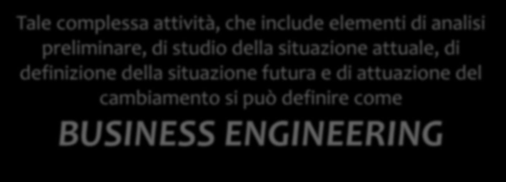 L innovazione che l impresa realizza sui propri prodotti, sul modello organizzativo o sulla struttura operativa e di processo richiede l esecuzione di una complessa attività di (re-)ingegnerizzazione