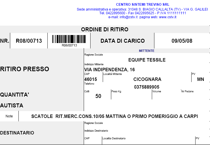 Il flusso può partire dall inserimento della presa/ritiro da effettuare, con l