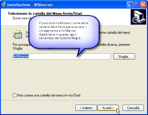 8 5. Scegliere il percorso di installazione del programma o accettare quello proposto. Cliccare su Avanti per proseguire come mostrato in figura 4. Figura 4: percorso di installazione del programma 6.