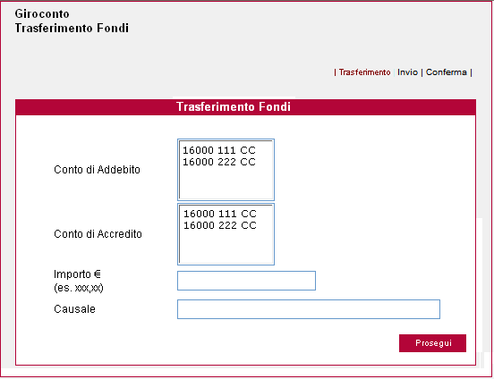 - Gircnt Da questa sezine si pssn effettuare Gircnti tra i rapprti di cnt crrente di Banca Mnte dei Paschi di Siena cllegati al PaschiInAzienda.