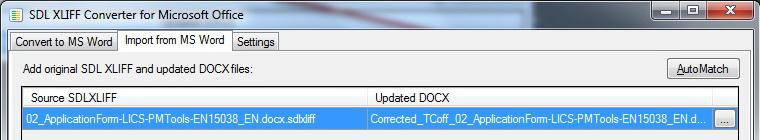 6 Importazione delle correzioni Per convertire nuovamente il file avviare il programma SDL XLIFF Converter per Microsoft Office.