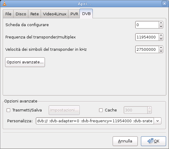 Multimedia (VLC) Fonti da cui può leggere VLC: file (AVI, MPEG.