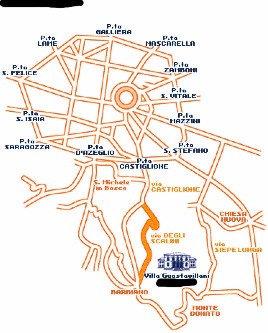 Mappa semplificata di Bologna: Autobus: linea 59 (per