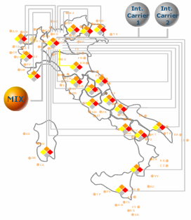 Una rete capillare per offrire connettività in Italia e nel Mondo Connettività in Italia e nel Mondo Una rete di raccolta diffusa su tutto il territorio nazionale supporta diversi tipi di