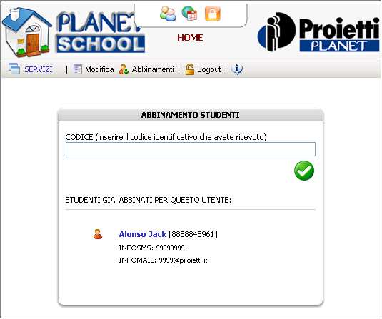 Se invece il codice inserito è errato apparirà un messaggio di avvertimento, in tal caso inserire il codice corretto e ripetere la procedura.