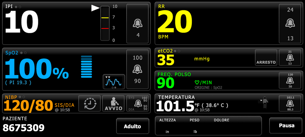 Istruzioni per l'uso Navigazione 45 Nel profilo Monitoraggio continuo, i dati di misurazione del paziente vengono automaticamente salvati nella scheda Riesamina.