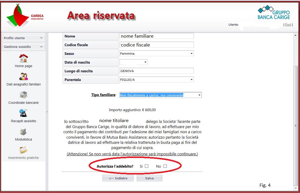 .org come da messaggio. 4. MODIFICA COORDINATE BANCARIE Tramite l icona è possibile verificare ed eventualmente variare il codice IBAN da utilizzare per i rimborsi.