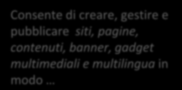 grafiche e tecniche Consente di creare, gestire e pubblicare siti, pagine,