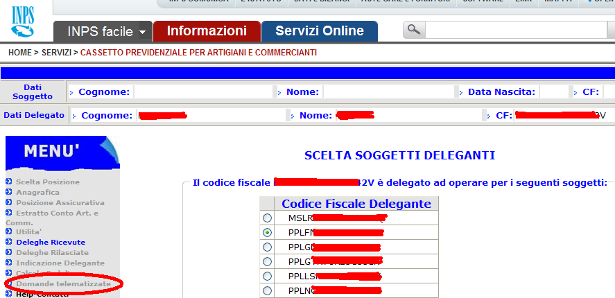 3.1 Dilazione tramite intermediario abilitato Tra le domande telematizzate, è possibile accedere alla gestione della dilazione amministrativa, seguendo il percorso sotto indicato: Home page del sito