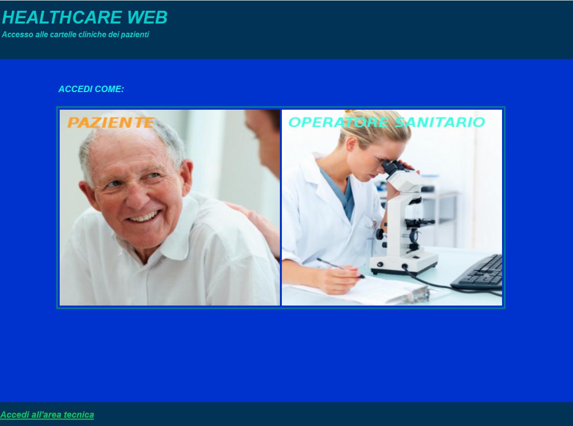 Fig. 2 - Schermata iniziale Dalla schermata iniziale sarà possibile per l utente decidere se accedere all area pazienti o all