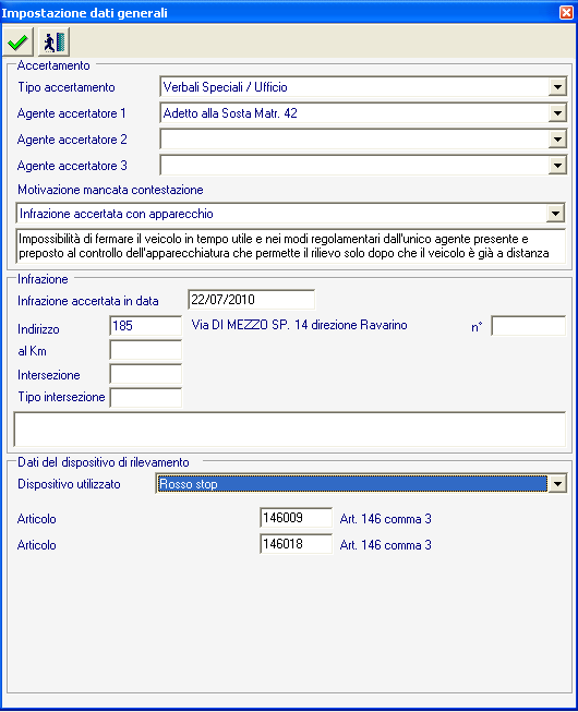 Inserimento ottimizzato per sanzioni relative