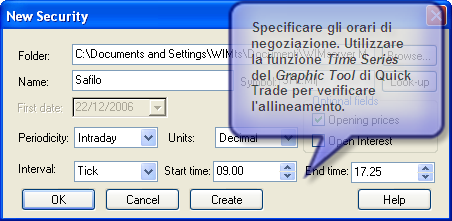 Figura 27: scelta del Time Frame Orari di contrattazione Indicare gli orari corretti di contrattazione così da avere grafici precisi.