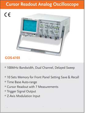 Inoltre, GDB-02 Kit permette di imparare le funzioni di base degli oscilloscopi a memoria digitale e degli analizzatori di stati logici in modo step-by-step.