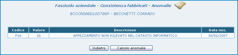 79-120 Funzione: salva consente di salvare i dati inseriti nella pagina All atto del salvataggio vengono effettuati i controlli formali con l eventuale impostazione delle seguenti segnalazioni: