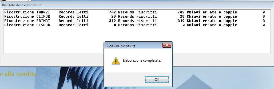 procedere con il punto successivo altrimenti verificare che tipologia di errore si e riscontrato aprendo il file da SERVIZIO -> GESTIONE STAMPE -> File RICOGE.