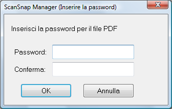 Impostazione di una password per i file PDF SUGGERIMENTO Una volta completate le impostazioni, quando viene eseguita la scansione di un documento viene visualizzata la finestra