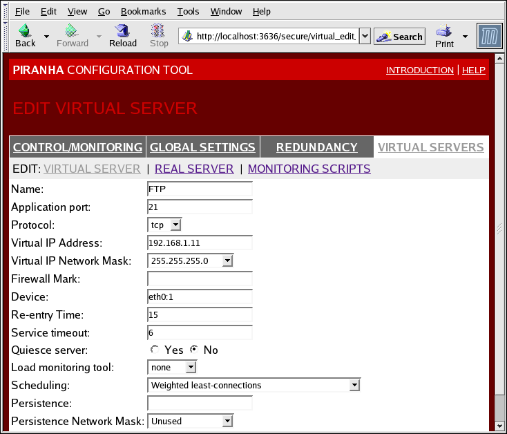 Red Hat Enterprise Linux 6 Amministrazione del Virtual Server pulsante di selezione situato accanto al virtual server, e successivamente fate clic su CANCELLA.