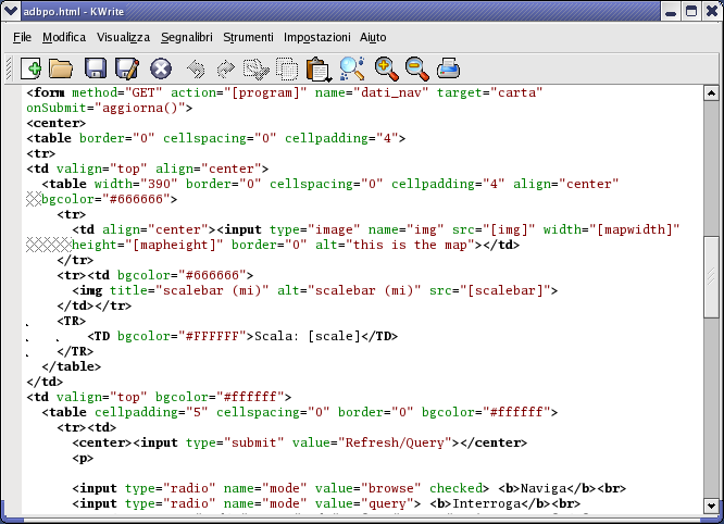 template file struttura base per la generazione delle pagine di navigazione normale codice HTML + definizione delle variabili : [nome variabile] MapServer CGI genererà la