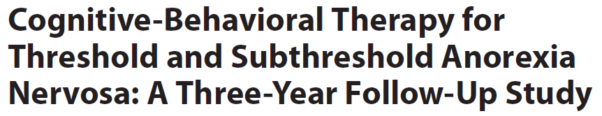 Aim: To evaluate the effectiveness of individual CBT and the possible predictors of outcome in outpatients suffering from threshold and subthreshold AN (s-an) Methods: 53 subjects with AN (27.48±10.