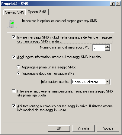 Schermata 121: Opzioni SMS 2.