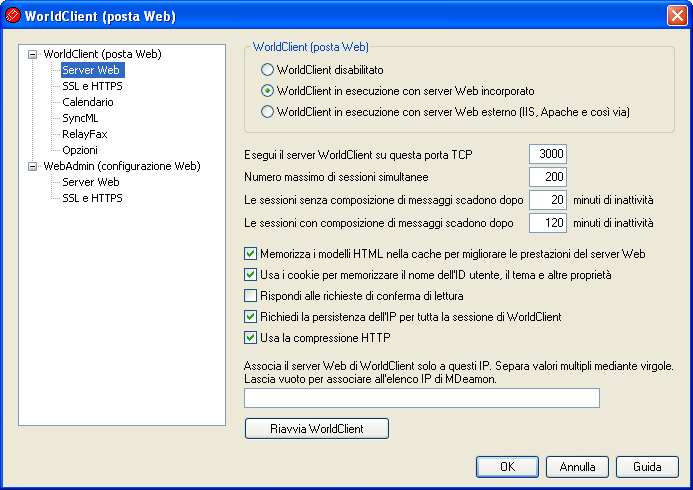 112 MDaemon Email Server seguenti. Server Web 112 SSL / HTTPS Calendario SyncML 3.