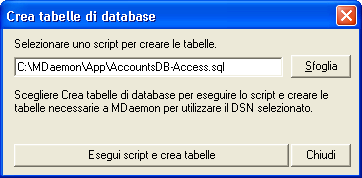 348 MDaemon Email Server 2. Selezionare l'origine dati desiderata per il database account.