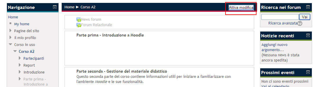 Prima di mostrare com è possibile creare, eliminare e, in generale, operare sulle Sezioni (anche creando nuovo materiale), è necessario precisare che, per apportare qualsiasi modifica a tali Sezioni