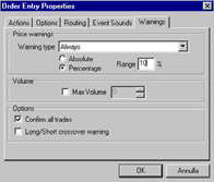 Volume: Selezione della quantità di default di titoli. Configure Logging: Questo bottone apre la finestra di configurazione del file di log di ogni transazione effettuata da RealTick.