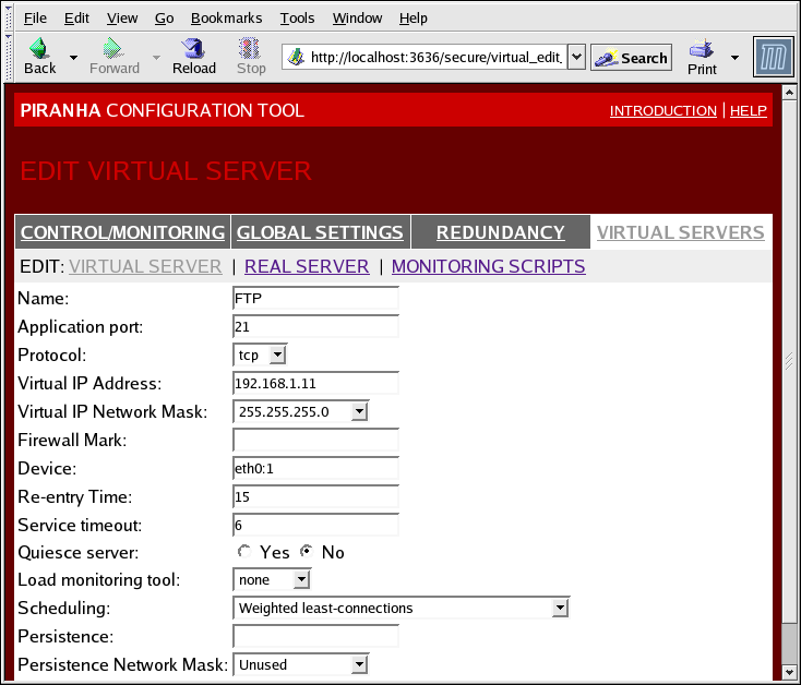 Red Hat Enterprise Linux 5 Virtual Server Administration Per abilitare o disabilitare un server virtuale nella tabella, fate clic sul pulsante di selezione e successivamente su (DIS)AT T IVA.