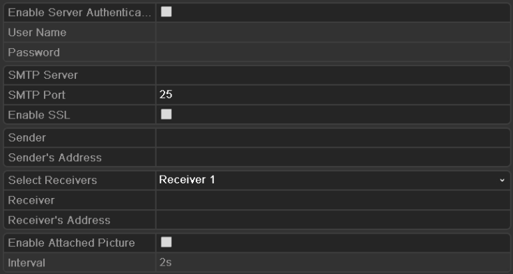 Figura 9.23 Interfaccia Ipostazioni di Rete 3. Cliccare sul pulsante Apply per salvare le impostazioni. 4. Selezionare la pagina Email per accedere all interfaccia Email Settings. Figura 9.