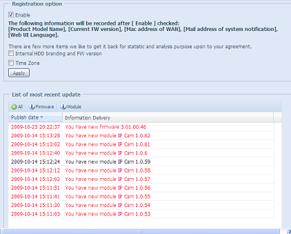 Syslog Management (Gestione syslog) Genera un registro di sistema da archiviare localmente o in remoto.