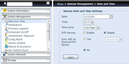 System Management (Gestione sistema) Il menu System Management (Gestione sistema) offre una varietà di impostazioni utili per configurare le funzioni di amministrazione del sistema del dispositivo di