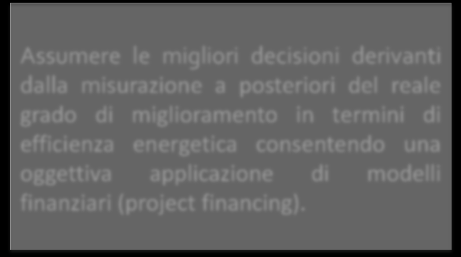 conseguono permette di: Assumere le migliori decisioni (in termini di efficacia ed efficienza tecnica ed economica) nella pianificazione degli interventi di riqualificazione applicando con