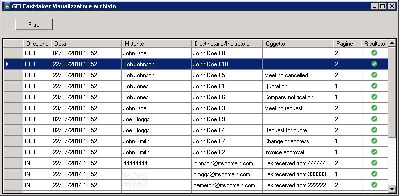 6.8.3 Visualizzazione dei fax archiviati in un database GFI FaxMaker include uno strumento per visualizzare i fax archiviati in un database Microsoft Access o Microsoft SQL/MSDE.