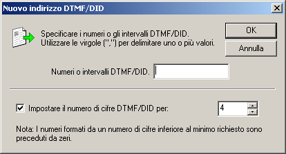 Prerequisiti Dalle impostazioni della periferica GFI FaxMaker, configurare il numero di cifre DTMF/DID da acquisire.