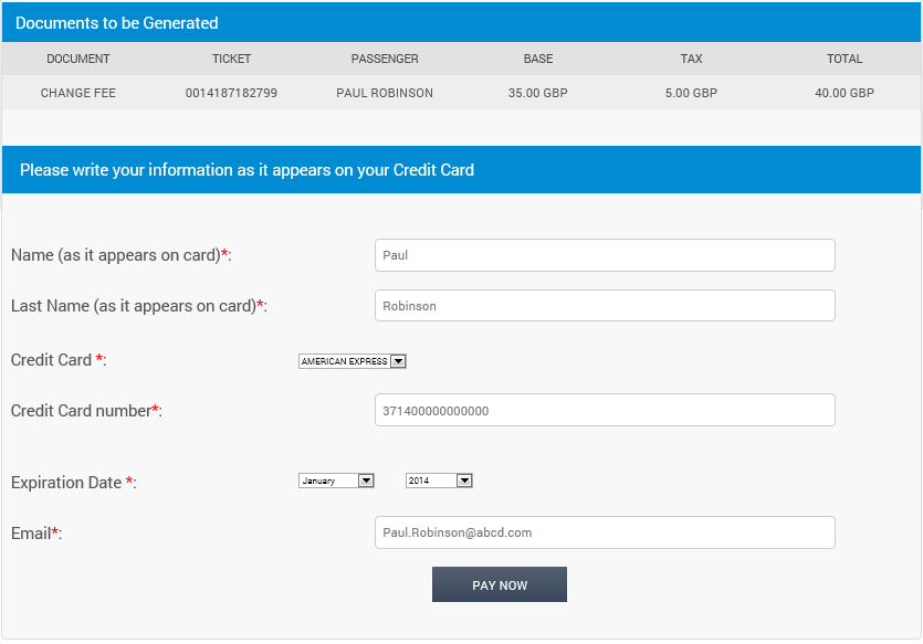 La Schermo delle Carte di Credito La schermata delle carte di credito è la terza di quattro schermate che si incontrano all'interno del sito internet.