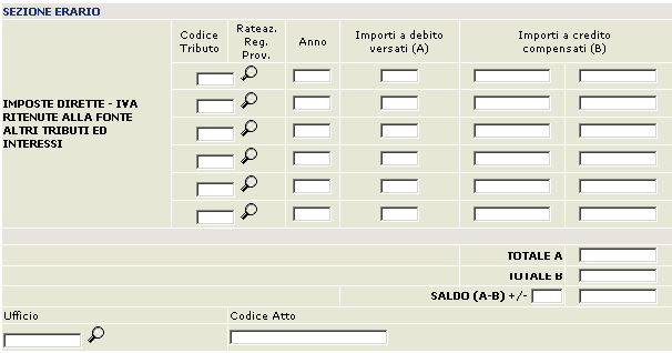 Fig. 3.1.1.a. Sezione Contribuente della pagina di Inserimento Manuale Deleghe F24.