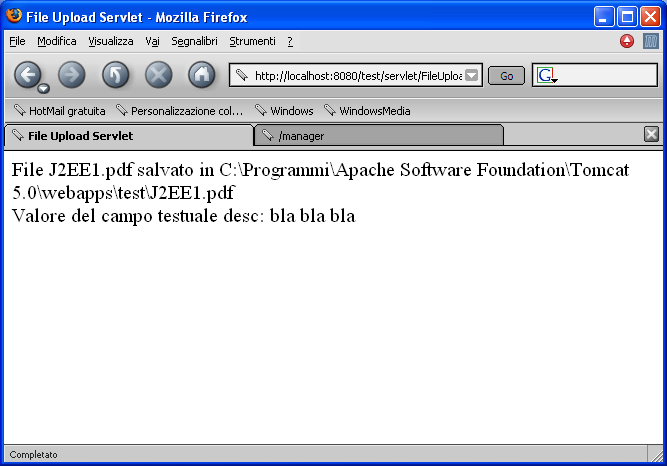 File Upload (servlet) Laboratorio di Tecnologie