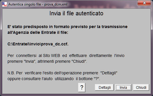 Ignorate l avvertenza di differenza tra il codice fiscale del fornitore e quello del certificato di autenticazione del file, dovuto al fatto che il richiedente la registrazione che avete indicato