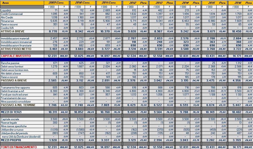 Elaborazione del piano strategico (2-5 anni) 1) Conto economico e stato patrimoniale Sulla base degli input, il software elabora la previsione su 5 esercizi.