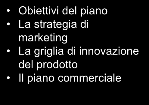 Come si imposta un progetto di ricerca industriale Il piano di marketing Obiettivi del piano La