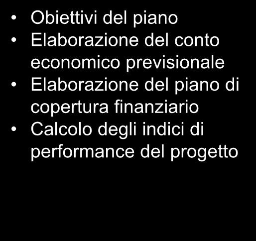 Come si imposta un progetto di ricerca industriale Il piano economico-finanziario Obiettivi del piano Elaborazione del