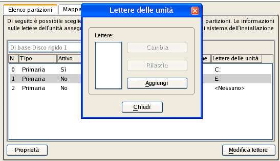 94 9. Fare clic sul pulsante Modifica lettere per correggere una lettera di unità esistente o assegnarne una nuova nel registro di sistema di Windows. 10.
